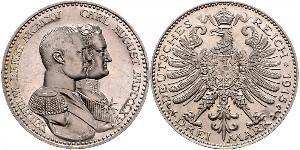 3 Mark Ducado de Sajonia-Weimar-Eisenach (1809 - 1918) Plata Guillermo Ernesto de Sajonia-Weimar-Eisenach