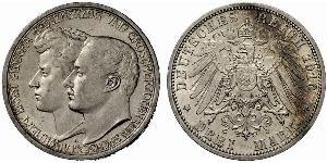 3 Mark Ducado de Sajonia-Weimar-Eisenach (1809 - 1918) Plata Guillermo Ernesto de Sajonia-Weimar-Eisenach