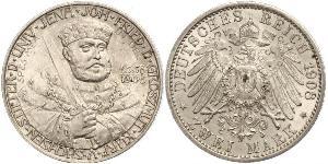 3 Mark Ducado de Sajonia-Weimar-Eisenach (1809 - 1918) Plata 