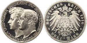 3 Mark Ducado de Sajonia-Weimar-Eisenach (1809 - 1918) Plata Guillermo Ernesto de Sajonia-Weimar-Eisenach