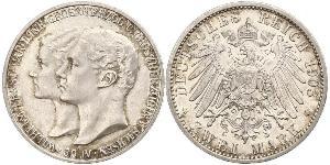 3 Mark Ducado de Sajonia-Weimar-Eisenach (1809 - 1918) Plata Guillermo Ernesto de Sajonia-Weimar-Eisenach