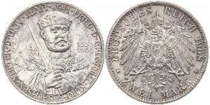 3 Mark Ducado de Sajonia-Weimar-Eisenach (1809 - 1918) Plata 