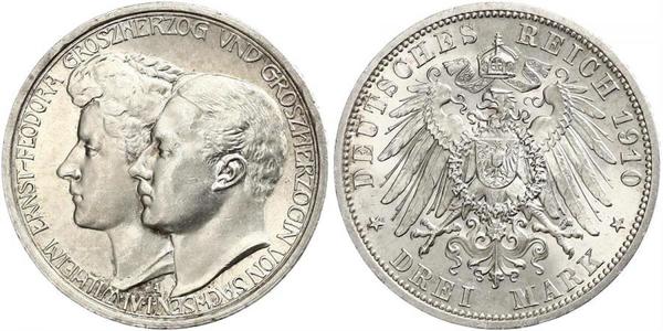3 Mark Ducado de Sajonia-Weimar-Eisenach (1809 - 1918) Plata Guillermo Ernesto de Sajonia-Weimar-Eisenach