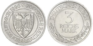 3 Mark Free City of Lübeck Plata 