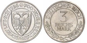 3 Mark Free City of Lübeck Plata 