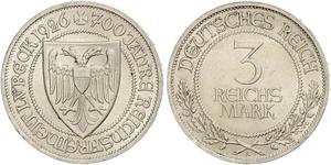 3 Mark Free City of Lübeck Plata 