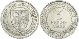 3 Mark Free City of Lübeck Plata 