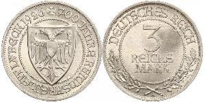 3 Mark Free City of Lübeck Plata 