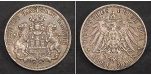3 Mark Hamburgo / States of Germany Plata 