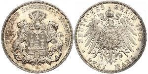 3 Mark Hamburgo / States of Germany Plata 