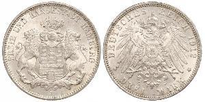 3 Mark Hamburgo / States of Germany Plata 