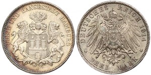 3 Mark Hamburgo / States of Germany Plata 