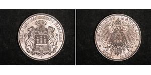 3 Mark Hamburgo / States of Germany Plata 