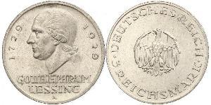 3 Mark Imperio alemán (1871-1918) Plata Gotthold Ephraim Lessing