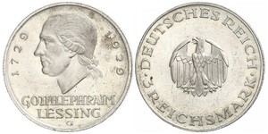 3 Mark Imperio alemán (1871-1918) Plata Gotthold Ephraim Lessing