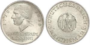 3 Mark Imperio alemán (1871-1918) Plata Gotthold Ephraim Lessing