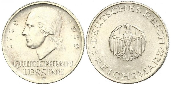3 Mark Imperio alemán (1871-1918) Plata Gotthold Ephraim Lessing