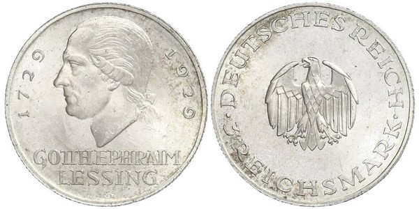 3 Mark Imperio alemán (1871-1918) Plata Gotthold Ephraim Lessing