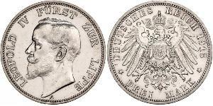 3 Mark Principado de Lippe (1123 - 1918) Plata Leopoldo IV de Lippe