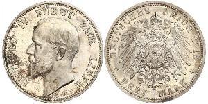 3 Mark Principado de Lippe (1123 - 1918) Plata Leopoldo IV de Lippe