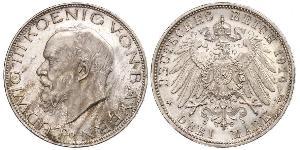 3 Mark Reino de Baviera (1806 - 1918) Plata Luis III de Baviera (1845 – 1921)