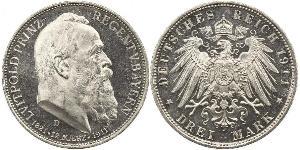 3 Mark Reino de Baviera (1806 - 1918) Plata Otón I de Baviera(1848 – 1916)