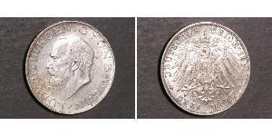 3 Mark Reino de Baviera (1806 - 1918) Plata Luis III de Baviera (1845 – 1921)