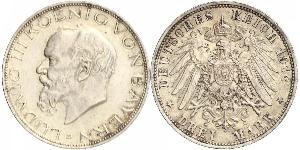 3 Mark Reino de Baviera (1806 - 1918) Plata Luis III de Baviera (1845 – 1921)