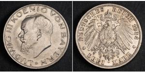 3 Mark Reino de Baviera (1806 - 1918) Plata Luis III de Baviera (1845 – 1921)