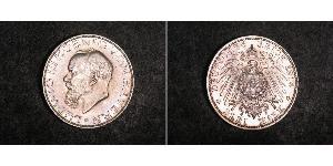 3 Mark Reino de Baviera (1806 - 1918) Plata Luis III de Baviera (1845 – 1921)