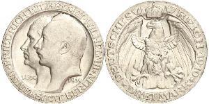 3 Mark Reino de Prusia (1701-1918) Plata Wilhelm II, German Emperor (1859-1941)