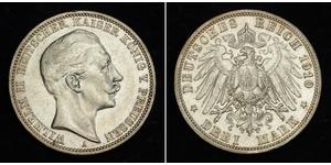 3 Mark Reino de Prusia (1701-1918) Plata Wilhelm II, German Emperor (1859-1941)