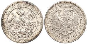 3 Mark Reino de Prusia (1701-1918) Plata Wilhelm II, German Emperor (1859-1941)