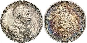 3 Mark Reino de Prusia (1701-1918) Plata Wilhelm II, German Emperor (1859-1941)