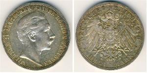3 Mark Reino de Prusia (1701-1918) Plata Wilhelm II, German Emperor (1859-1941)