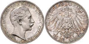 3 Mark Reino de Prusia (1701-1918) Plata Wilhelm II, German Emperor (1859-1941)