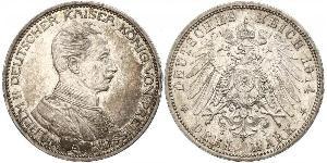 3 Mark Reino de Prusia (1701-1918) Plata Wilhelm II, German Emperor (1859-1941)