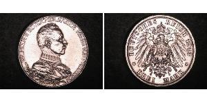 3 Mark Reino de Prusia (1701-1918) Plata Wilhelm II, German Emperor (1859-1941)