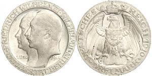 3 Mark Reino de Prusia (1701-1918) Plata Wilhelm II, German Emperor (1859-1941)