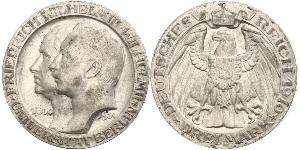 3 Mark Reino de Prusia (1701-1918) Plata Wilhelm II, German Emperor (1859-1941)