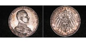 3 Mark Reino de Prusia (1701-1918) Plata Wilhelm II, German Emperor (1859-1941)