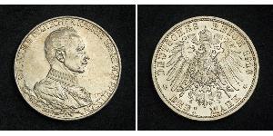 3 Mark Reino de Prusia (1701-1918) Plata Wilhelm II, German Emperor (1859-1941)