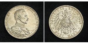 3 Mark Reino de Prusia (1701-1918) Plata Wilhelm II, German Emperor (1859-1941)