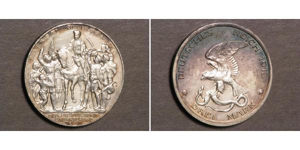 3 Mark Reino de Prusia (1701-1918) Plata 