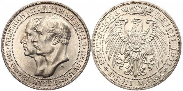 3 Mark Reino de Prusia (1701-1918) Plata Federico Guillermo III de Prusia (1770 -1840)