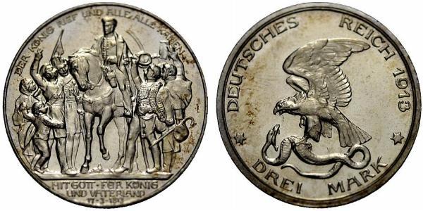 3 Mark Reino de Prusia (1701-1918) Plata 
