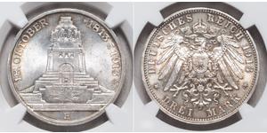 3 Mark Reino de Sajonia (1806 - 1918) Plata 