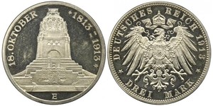 3 Mark Reino de Sajonia (1806 - 1918) Plata 