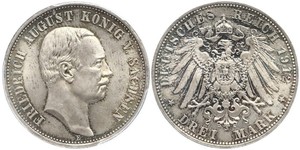 3 Mark Reino de Sajonia (1806 - 1918) Plata Federico Augusto III de Sajonia (1865-1932)