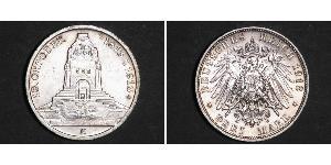 3 Mark Reino de Sajonia (1806 - 1918) Plata 